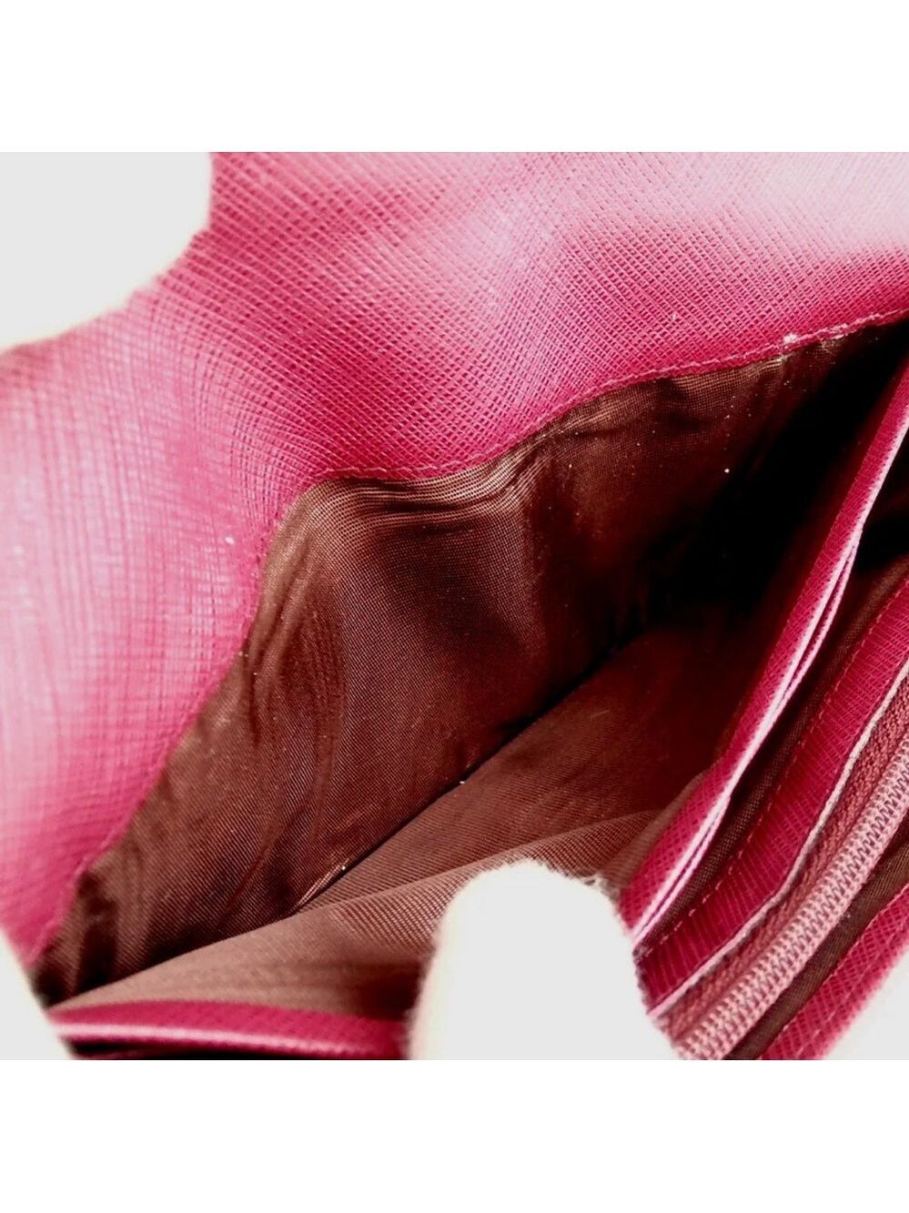 Authentic Salvatore Ferragamo Giancini Dark Pink/Red Leather Wallet Clutch - Picture 9 of 10